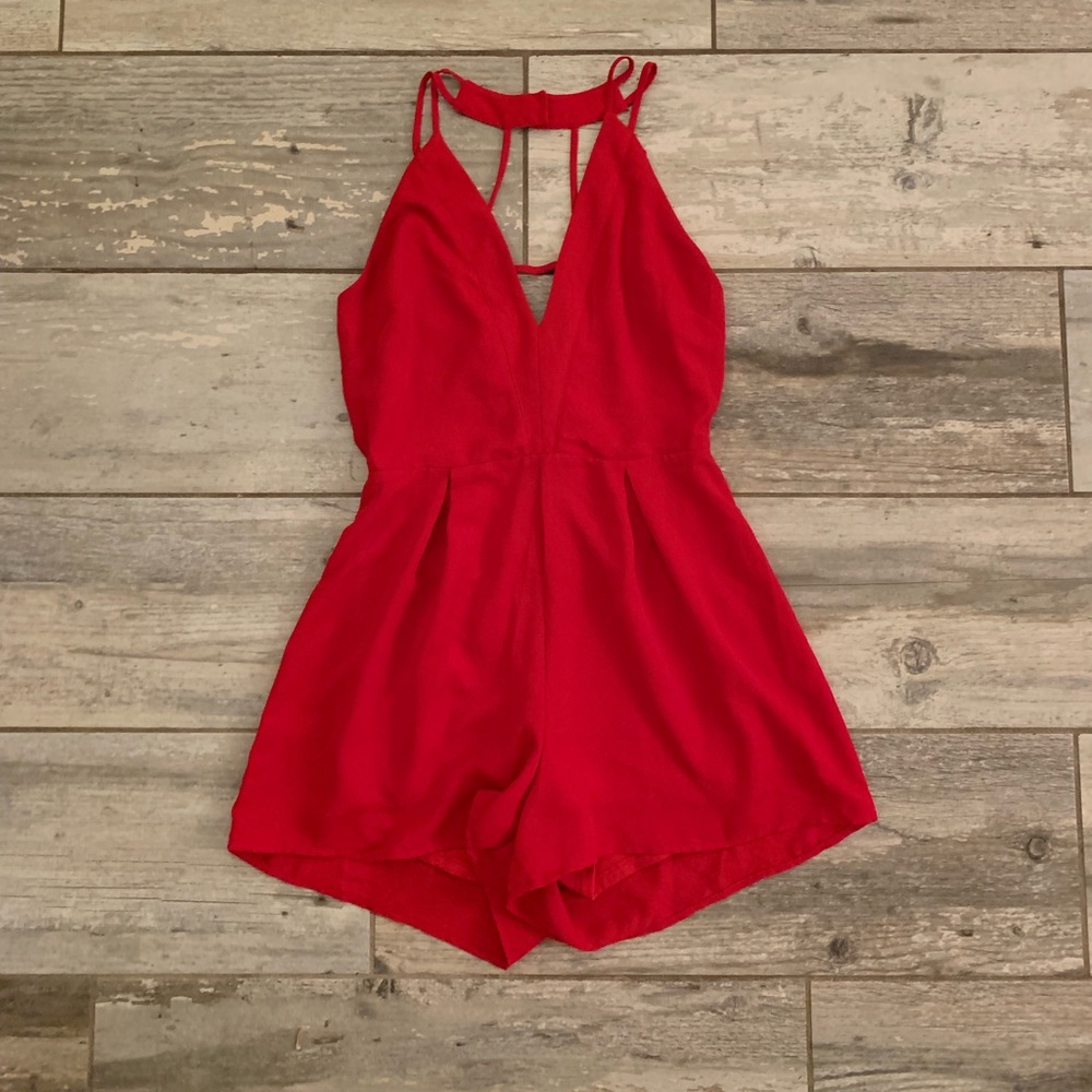 Red Zip-Up Romper